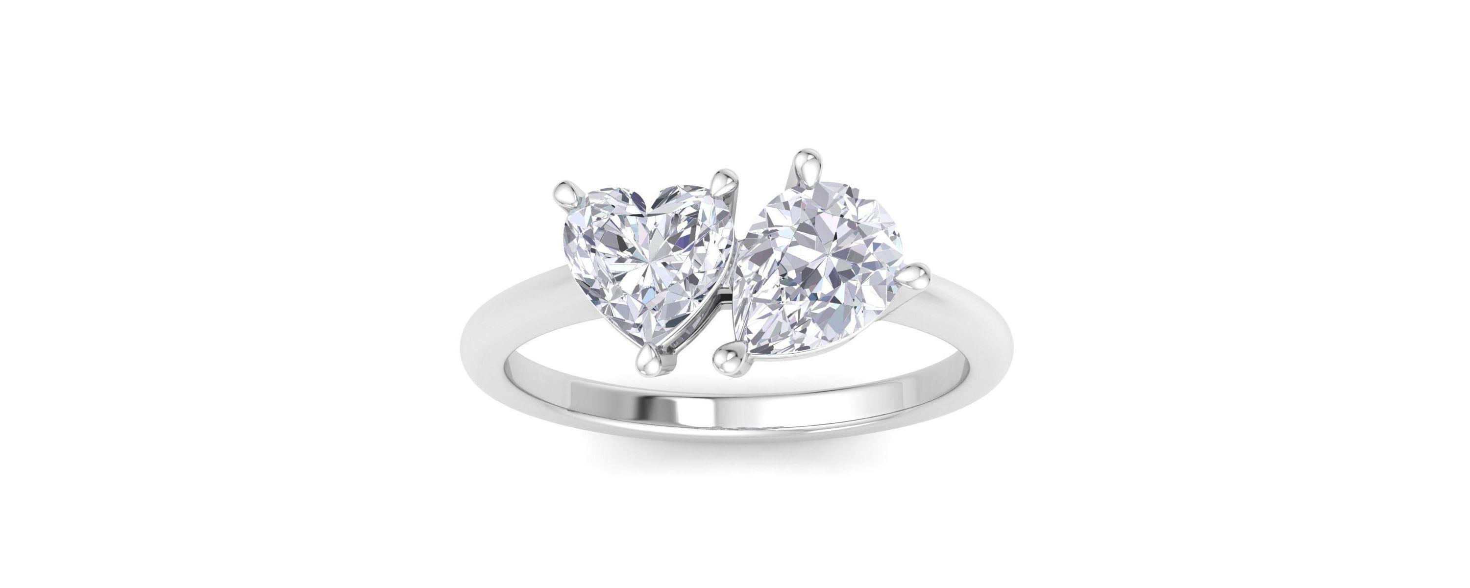 Lab Created 2 ct. t.w. Lab Grown Diamond Toi Et Moi Ring, Heart-Pear, In 14K Gold