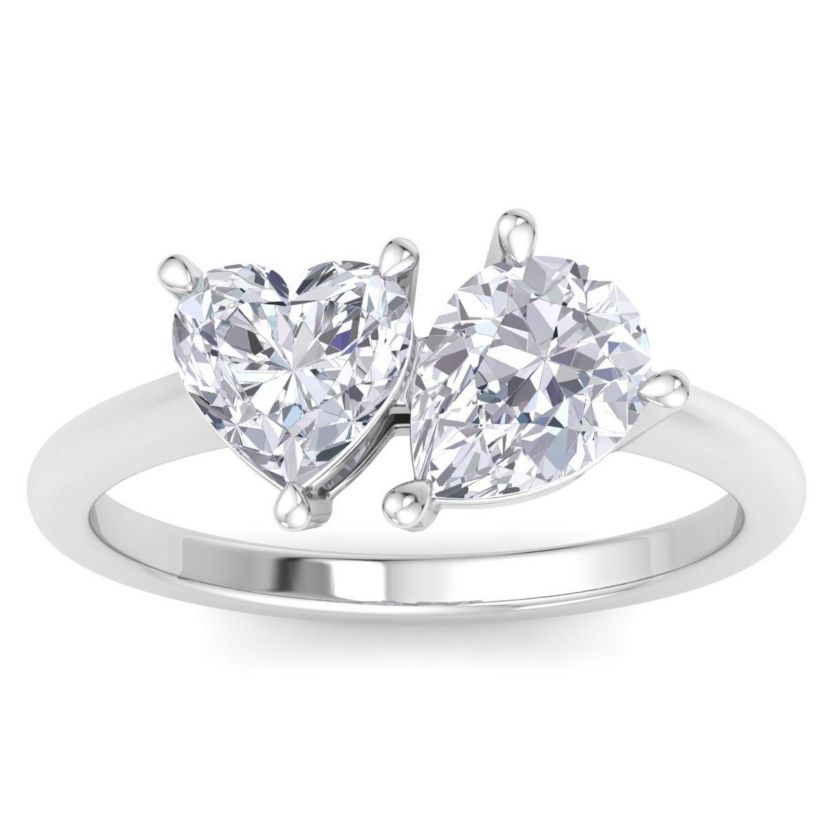 Lab Created 2 ct. t.w. Lab Grown Diamond Toi Et Moi Ring, Heart-Pear, In 14K Gold