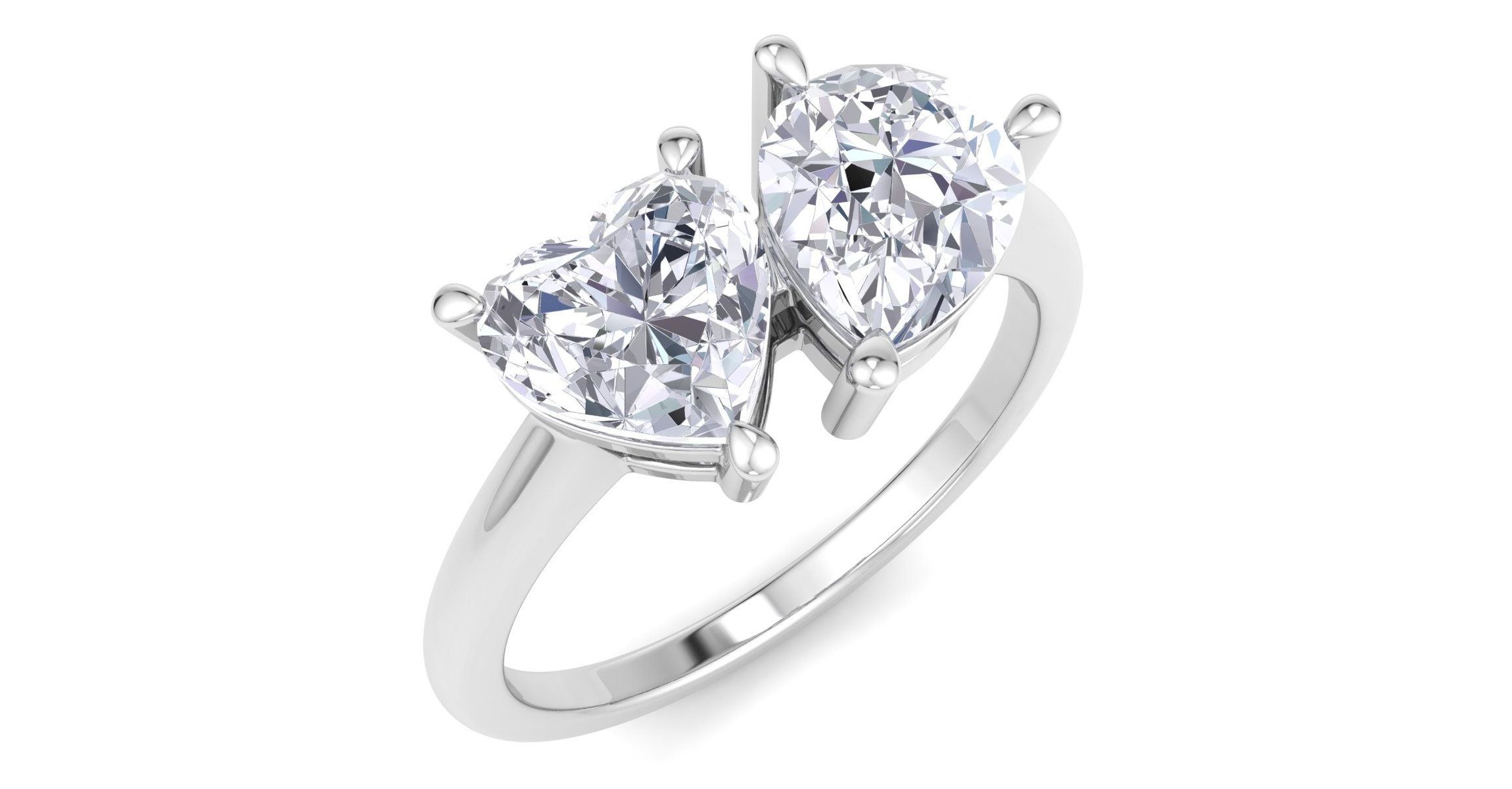 Lab Created 2 ct. t.w. Lab Grown Diamond Toi Et Moi Ring, Heart-Pear, In 14K Gold
