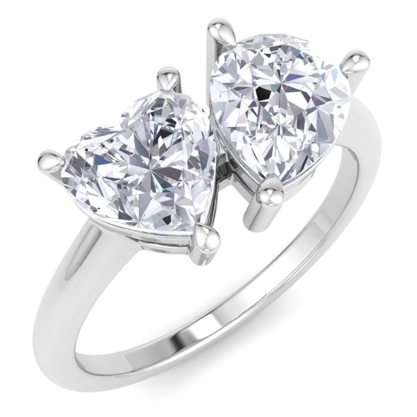 Lab Created 2 ct. t.w. Lab Grown Diamond Toi Et Moi Ring, Heart-Pear, In 14K Gold