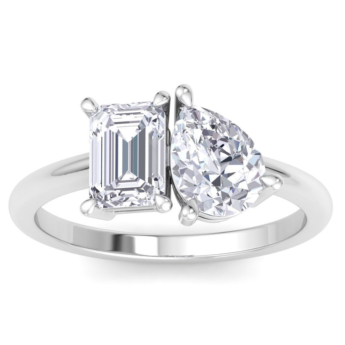 Lab Created 2 ct. t.w. Lab Grown Diamond Toi Et Moi Ring, Emerald-Pear, In 14K Gold