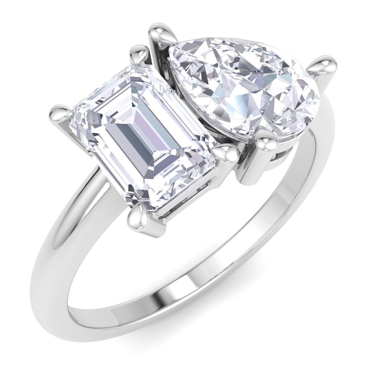 Lab Created 2 ct. t.w. Lab Grown Diamond Toi Et Moi Ring, Emerald-Pear, In 14K Gold