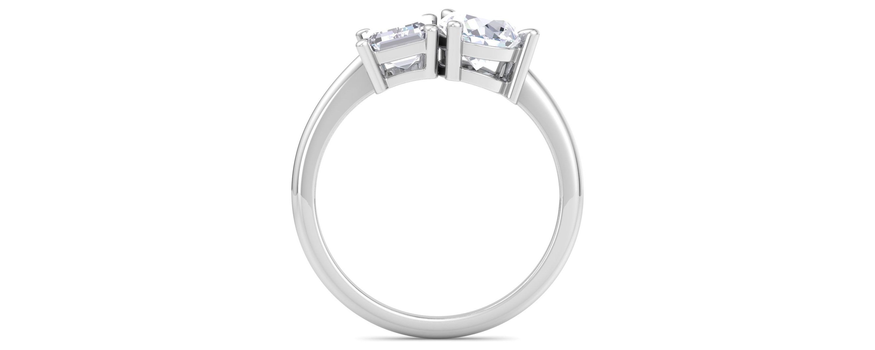 Lab Created 2 ct. t.w. Lab Grown Diamond Toi Et Moi Ring, Emerald-Pear, In 14K Gold