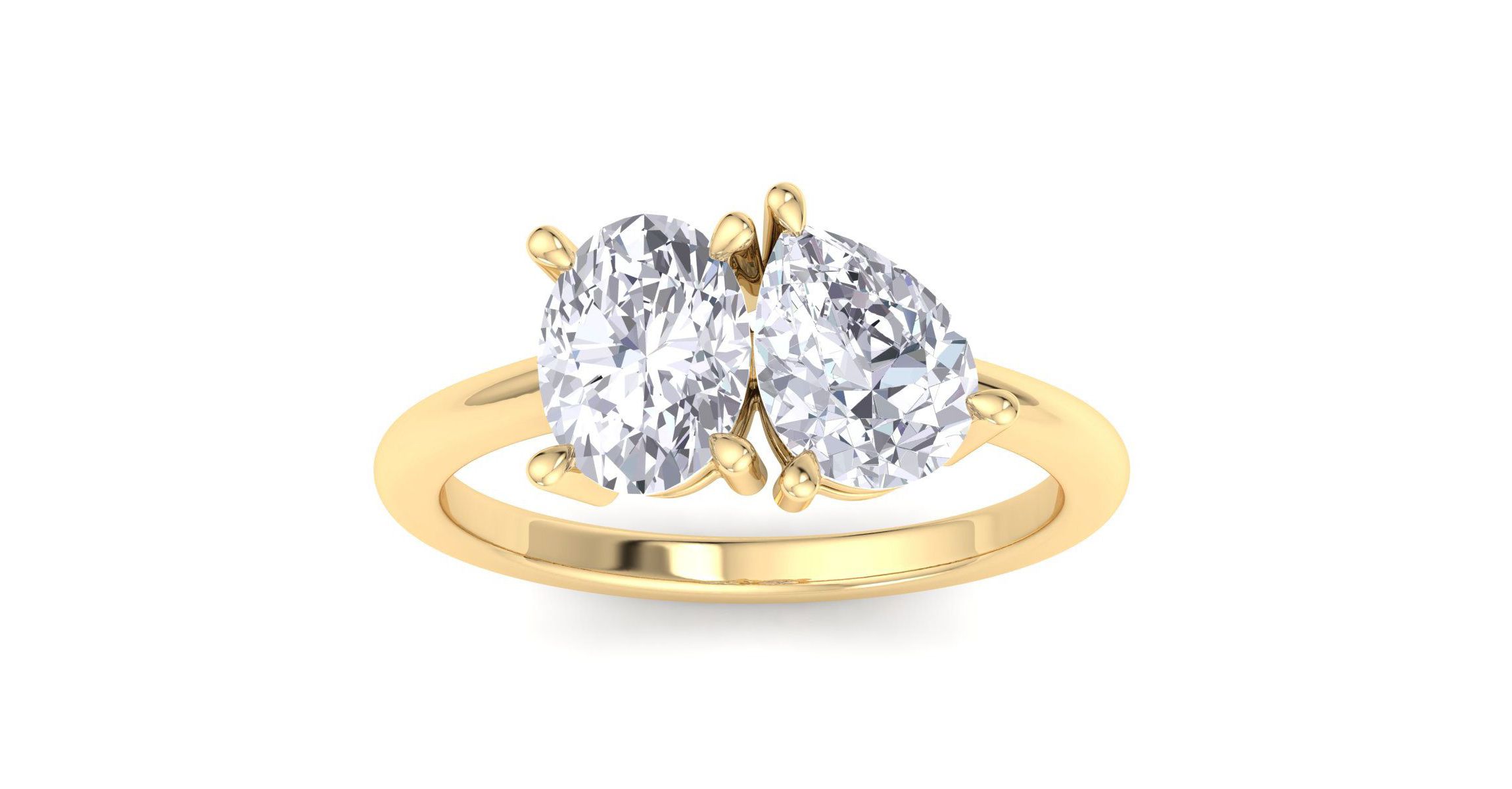 Lab Created 2 ct. t.w. Lab Grown Diamond Toi Et Moi Ring, Oval-Pear, In 14K Gold