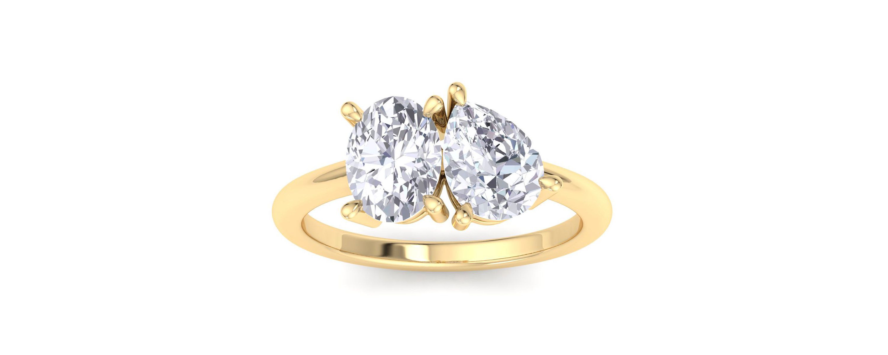 Lab Created 2 ct. t.w. Lab Grown Diamond Toi Et Moi Ring, Oval-Pear, In 14K Gold