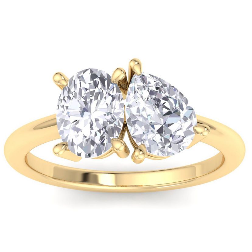 Lab Created 2 ct. t.w. Lab Grown Diamond Toi Et Moi Ring, Oval-Pear, In 14K Gold