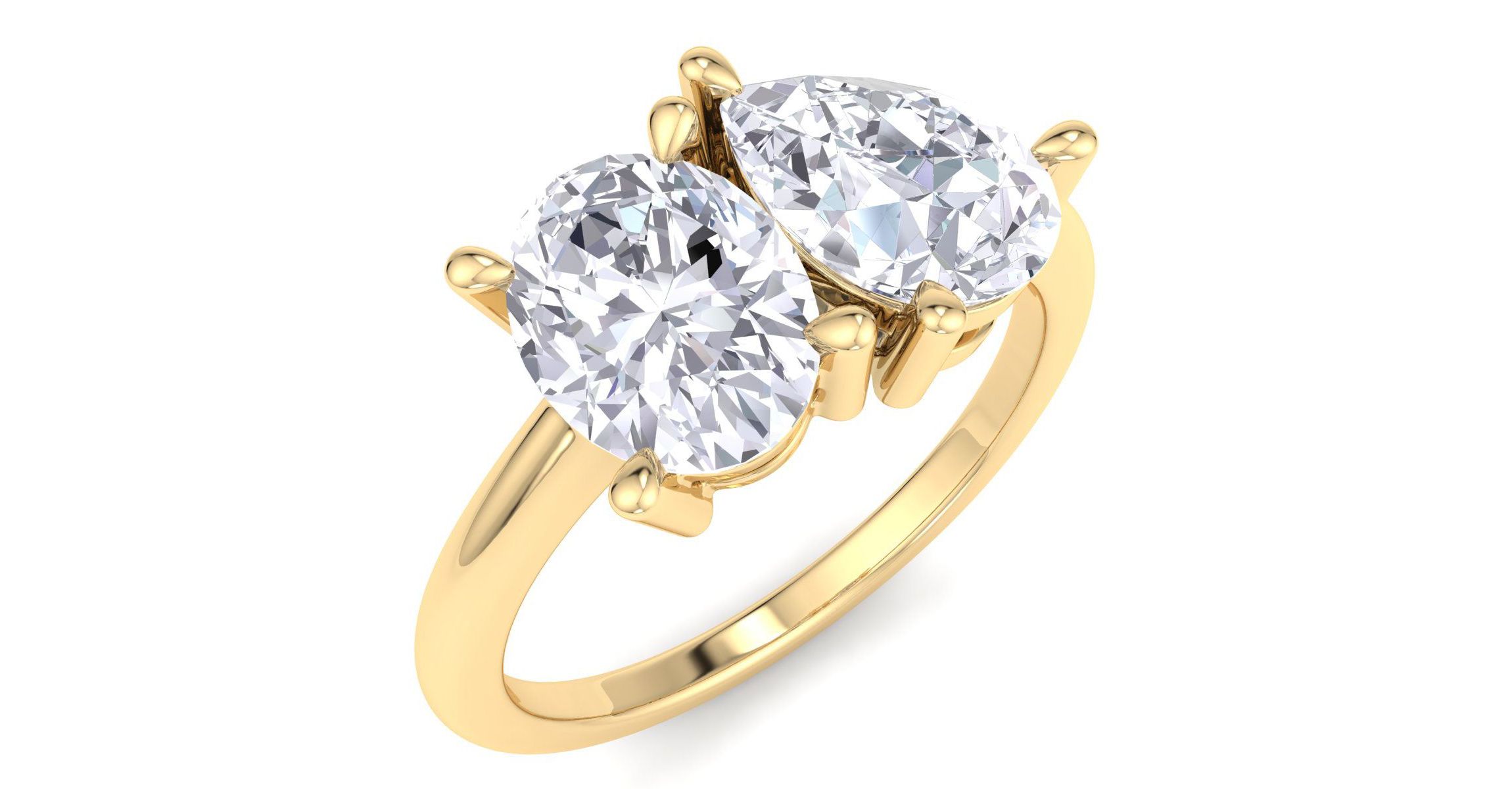 Lab Created 2 ct. t.w. Lab Grown Diamond Toi Et Moi Ring, Oval-Pear, In 14K Gold