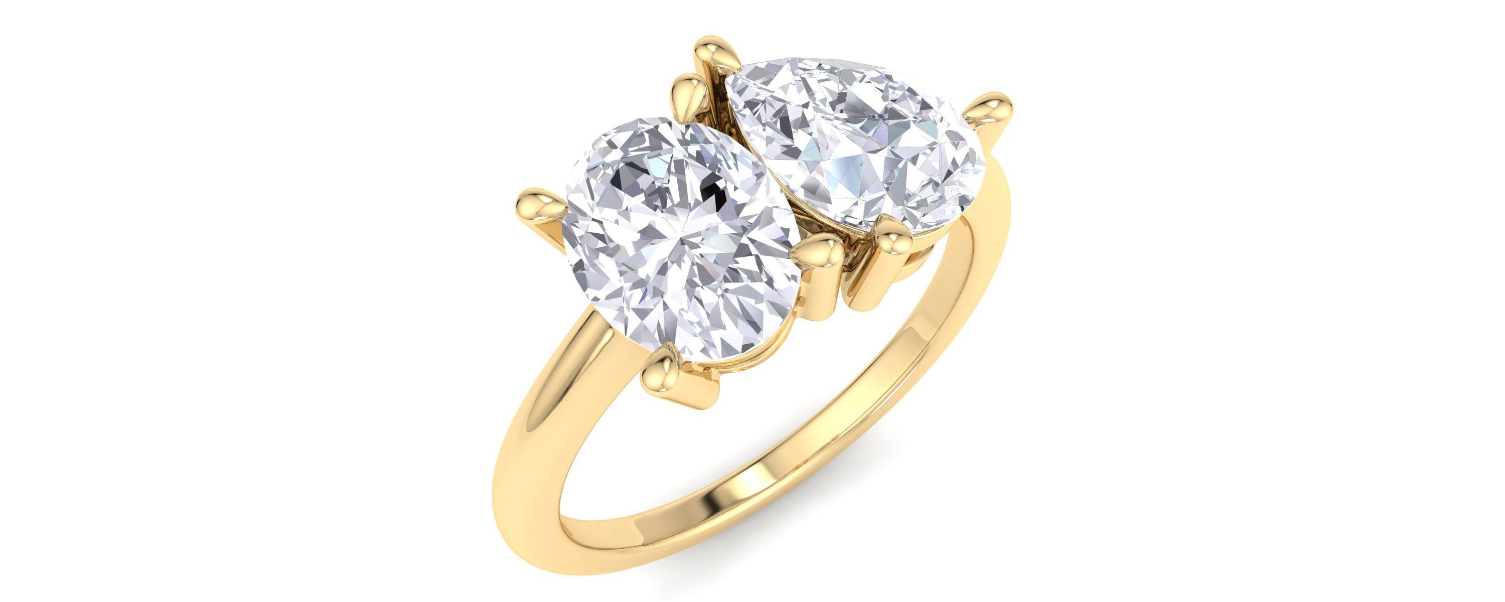 Lab Created 2 ct. t.w. Lab Grown Diamond Toi Et Moi Ring, Oval-Pear, In 14K Gold