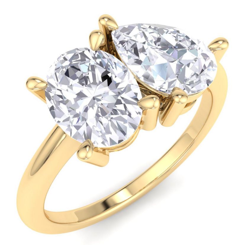 Lab Created 2 ct. t.w. Lab Grown Diamond Toi Et Moi Ring, Oval-Pear, In 14K Gold