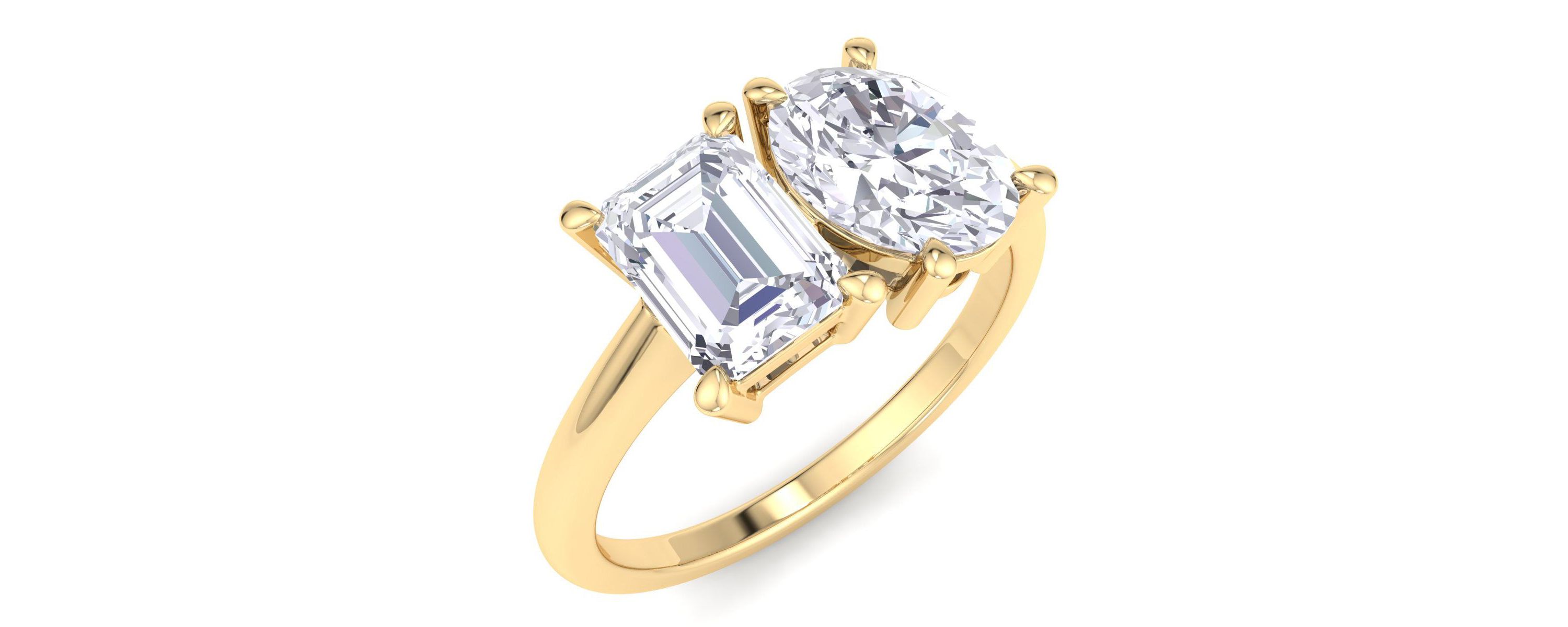 Lab Created 2 ct. t.w. Lab Grown Diamond Toi Et Moi Ring, Emerald-Oval, In 14K Gold