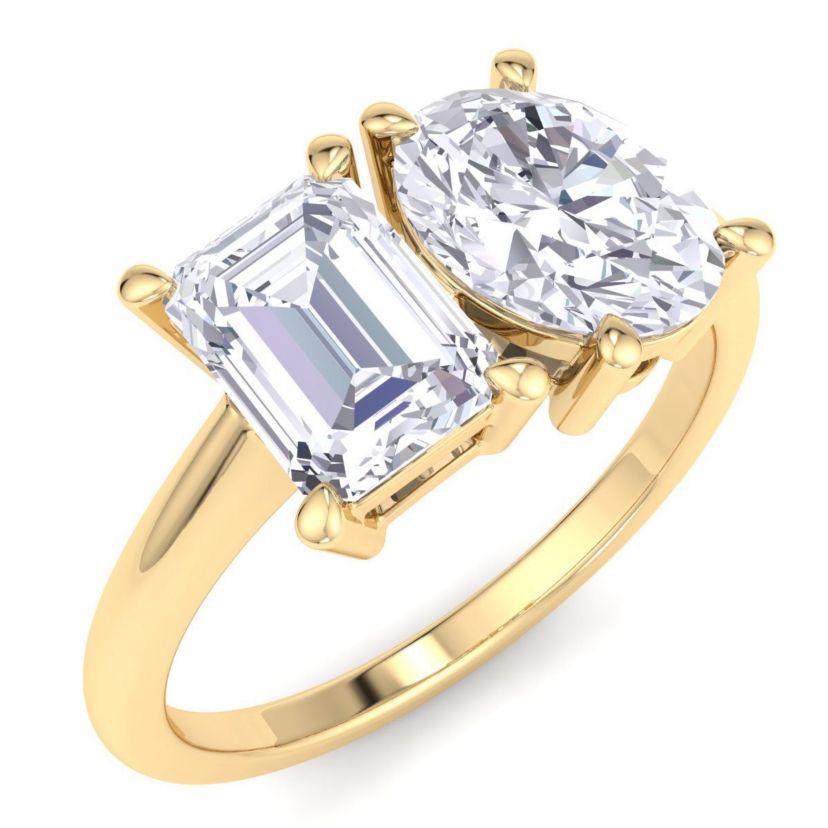 Lab Created 2 ct. t.w. Lab Grown Diamond Toi Et Moi Ring, Emerald-Oval, In 14K Gold