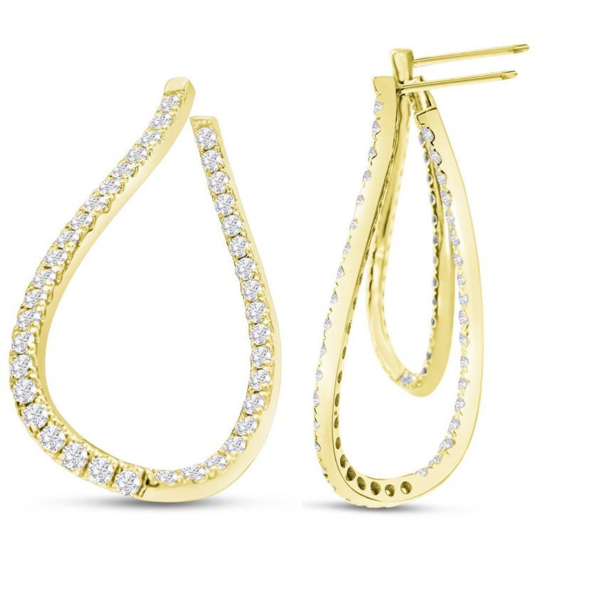 Lab Created 3 ct. t.w. Lab Grown Diamond Inside Out Twisted Earrings In 14 Karat Gold