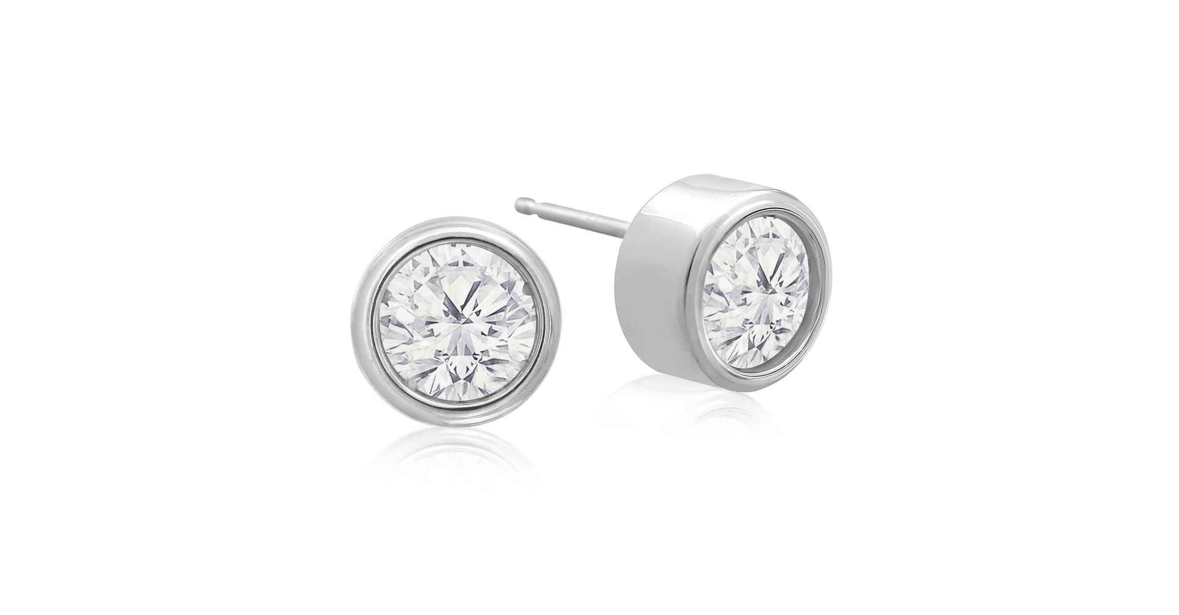 Lab Created 2 ct. t.w. Bezel Set Lab Grown Diamond Stud Earrings In 14 Karat Gold