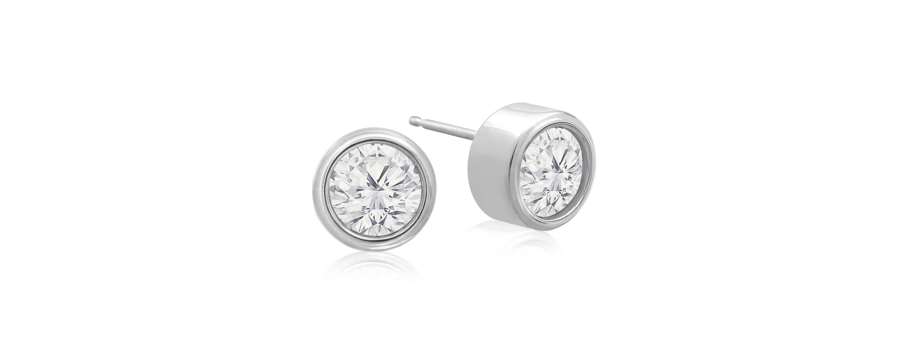 Lab Created 2 ct. t.w. Bezel Set Lab Grown Diamond Stud Earrings In 14 Karat Gold