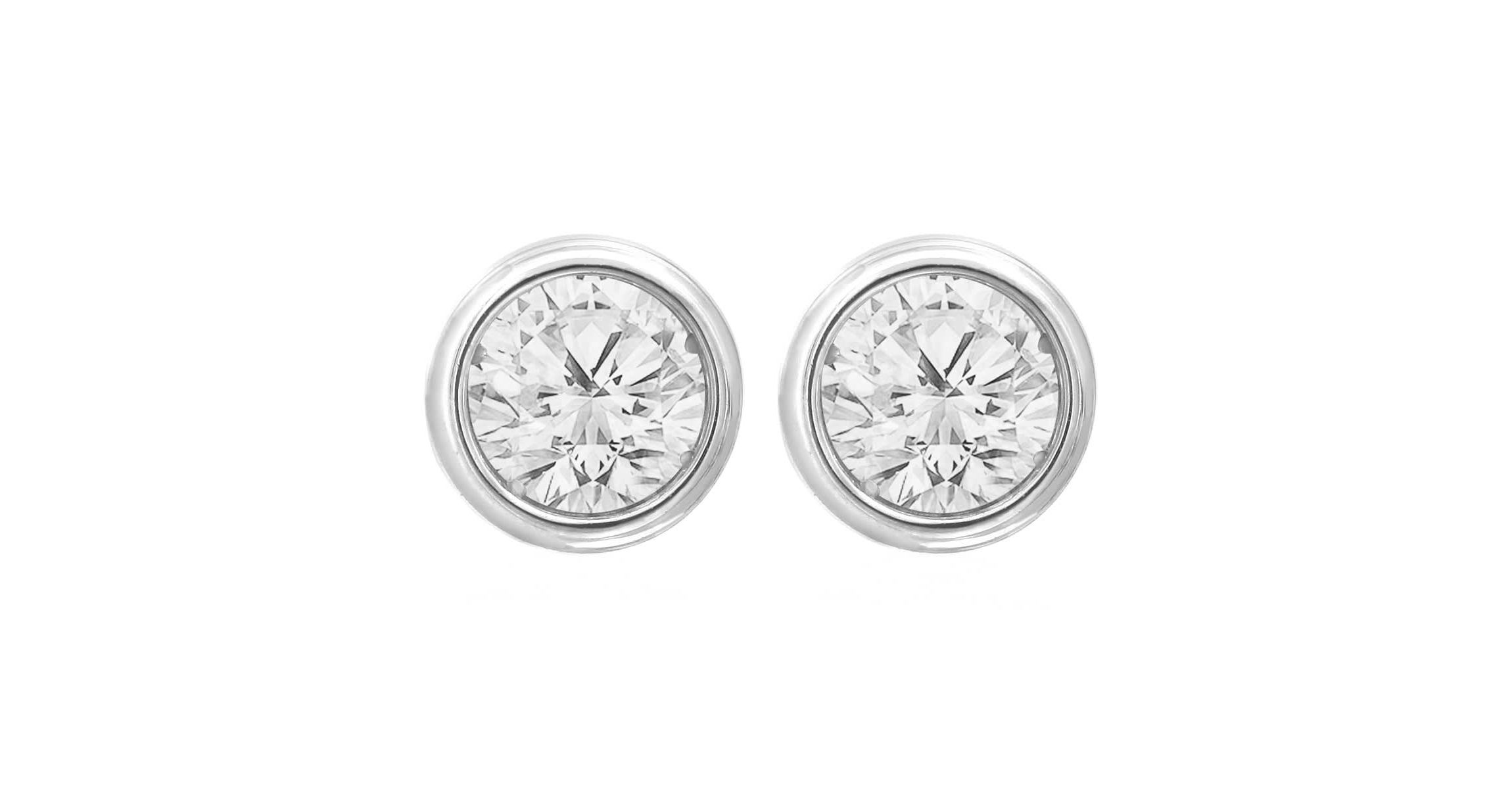 Lab Created 2 ct. t.w. Bezel Set Lab Grown Diamond Stud Earrings In 14 Karat Gold