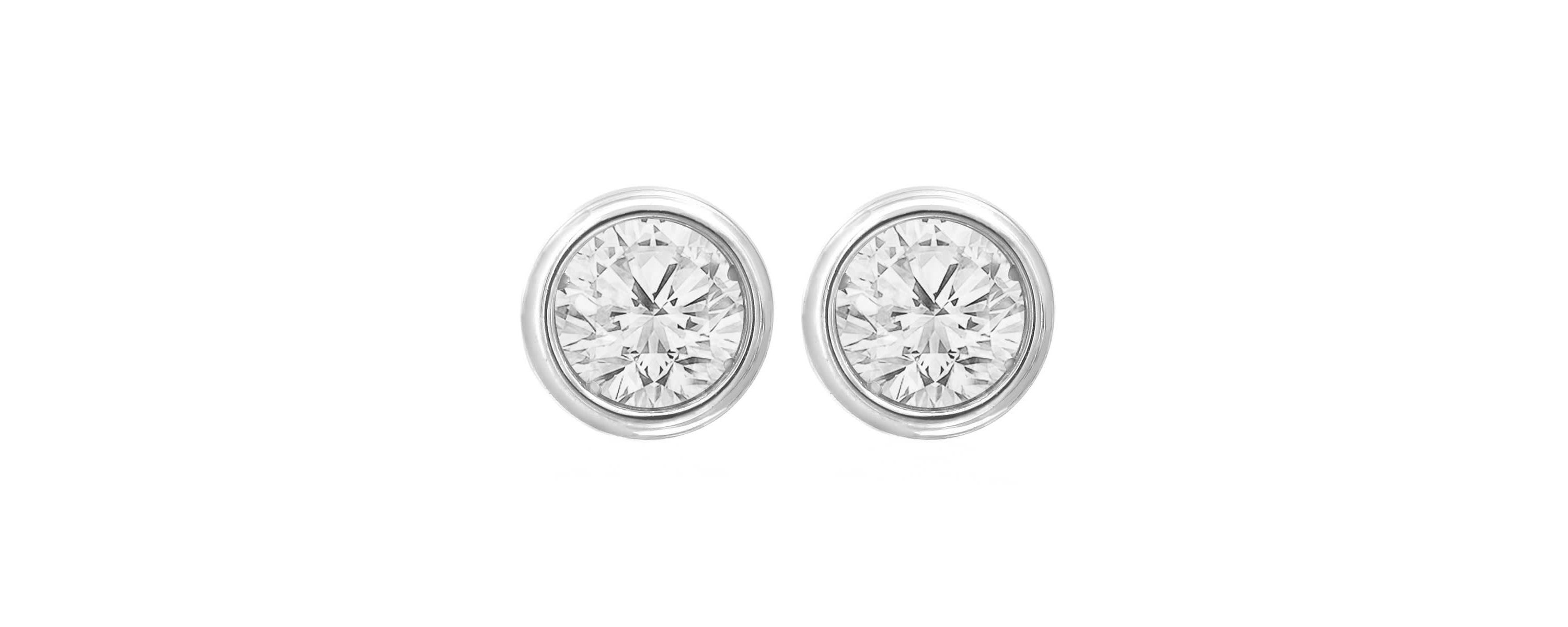 Lab Created 2 ct. t.w. Bezel Set Lab Grown Diamond Stud Earrings In 14 Karat Gold