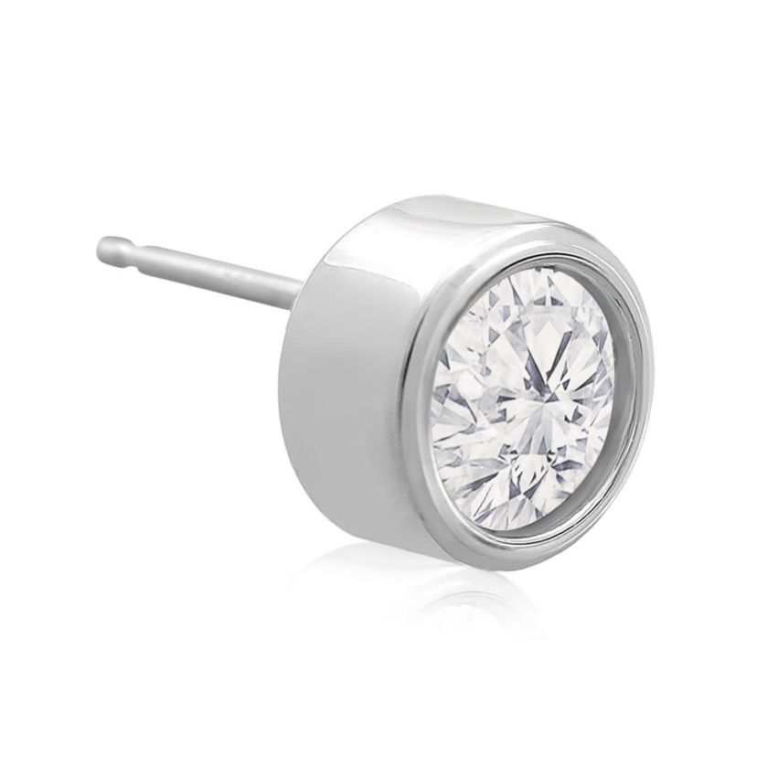 Lab Created 2 ct. t.w. Bezel Set Lab Grown Diamond Stud Earrings In 14 Karat Gold