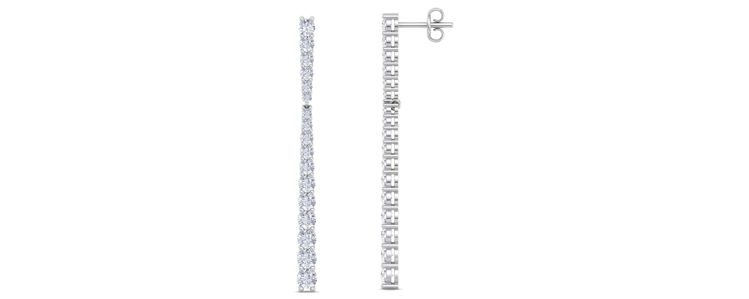 Lab Created 2 ct. t.w. Lab Grown Diamond Bar Earrings In 14 Karat Gold