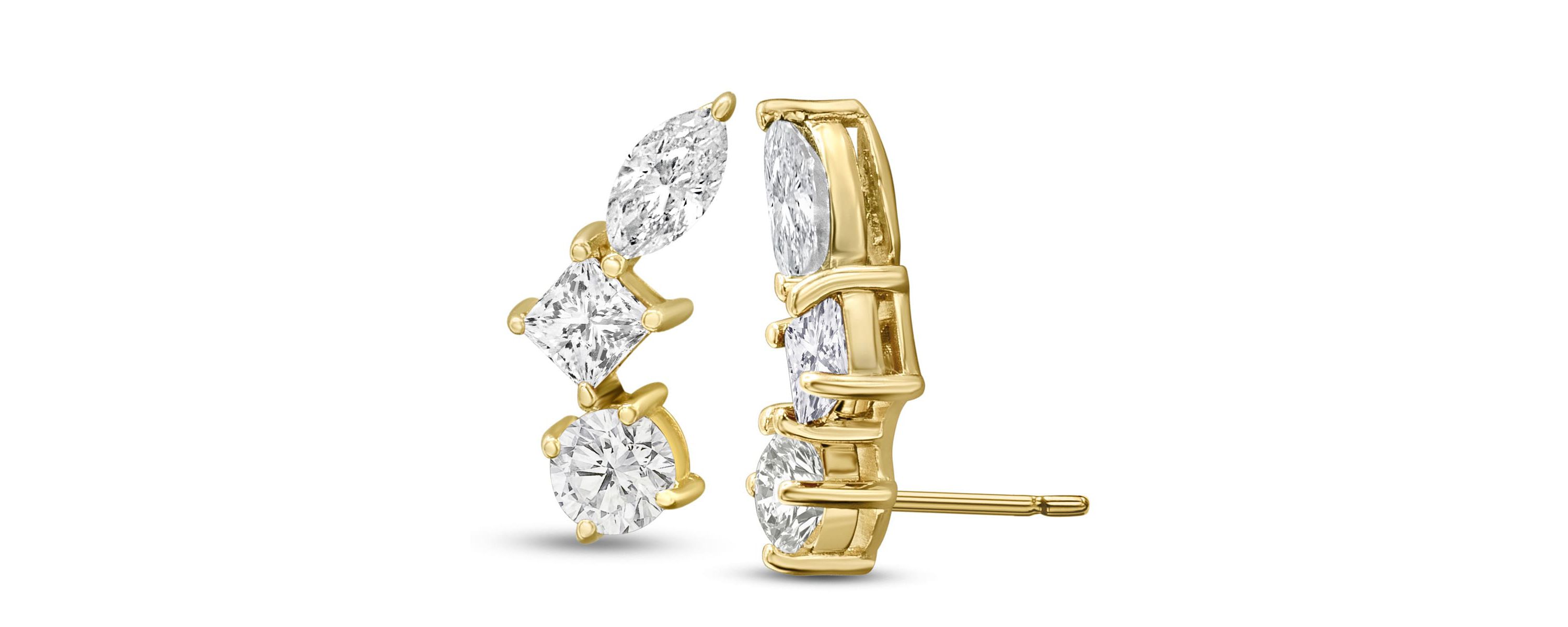 Lab Created 1 1/3 ct. t.w. Lab Grown Diamond Cluster Ear Climbers In 14 Karat Gold