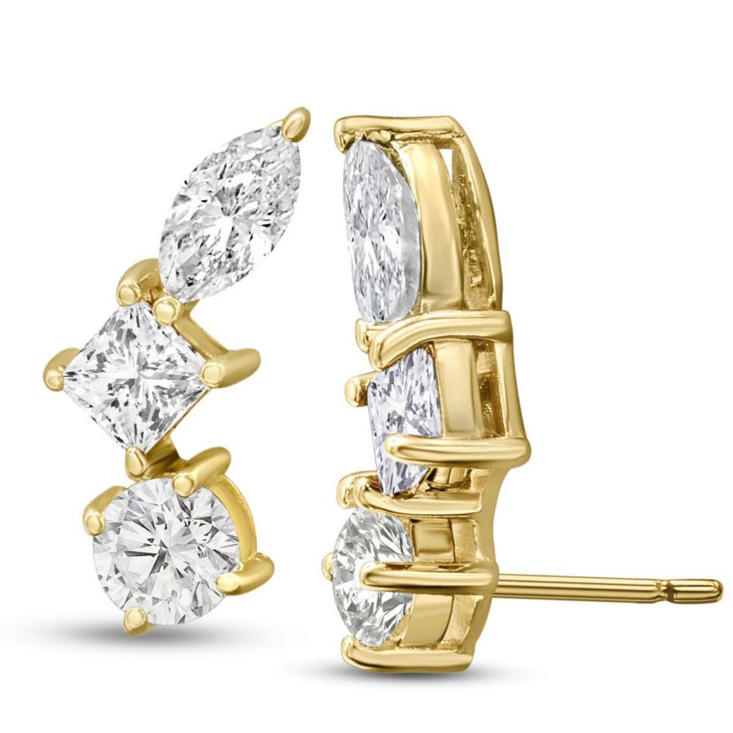 Lab Created 1 1/3 ct. t.w. Lab Grown Diamond Cluster Ear Climbers In 14 Karat Gold