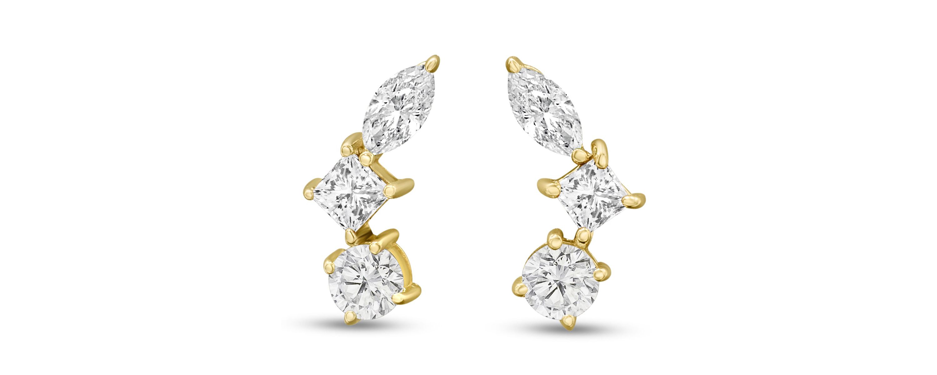 Lab Created 1 1/3 ct. t.w. Lab Grown Diamond Cluster Ear Climbers In 14 Karat Gold