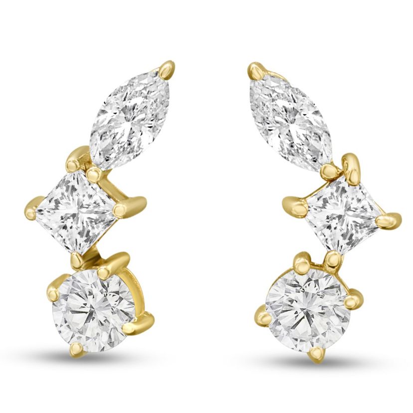 Lab Created 1 1/3 ct. t.w. Lab Grown Diamond Cluster Ear Climbers In 14 Karat Gold