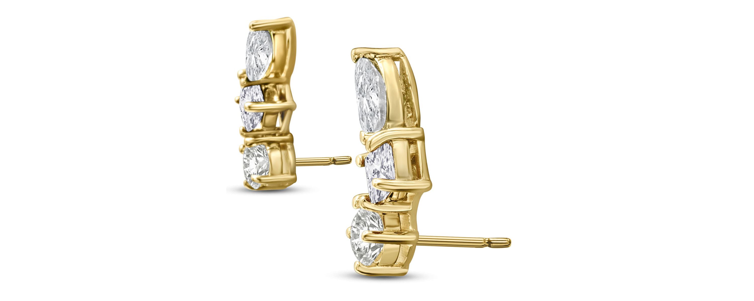 Lab Created 1 1/3 ct. t.w. Lab Grown Diamond Cluster Ear Climbers In 14 Karat Gold