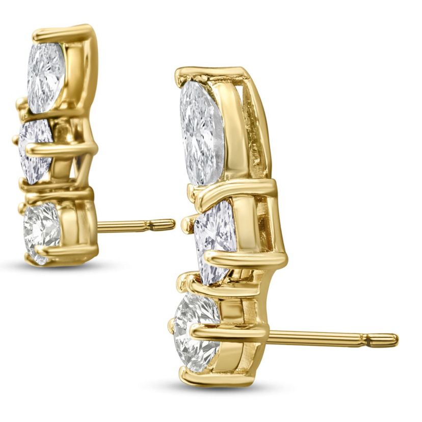 Lab Created 1 1/3 ct. t.w. Lab Grown Diamond Cluster Ear Climbers In 14 Karat Gold
