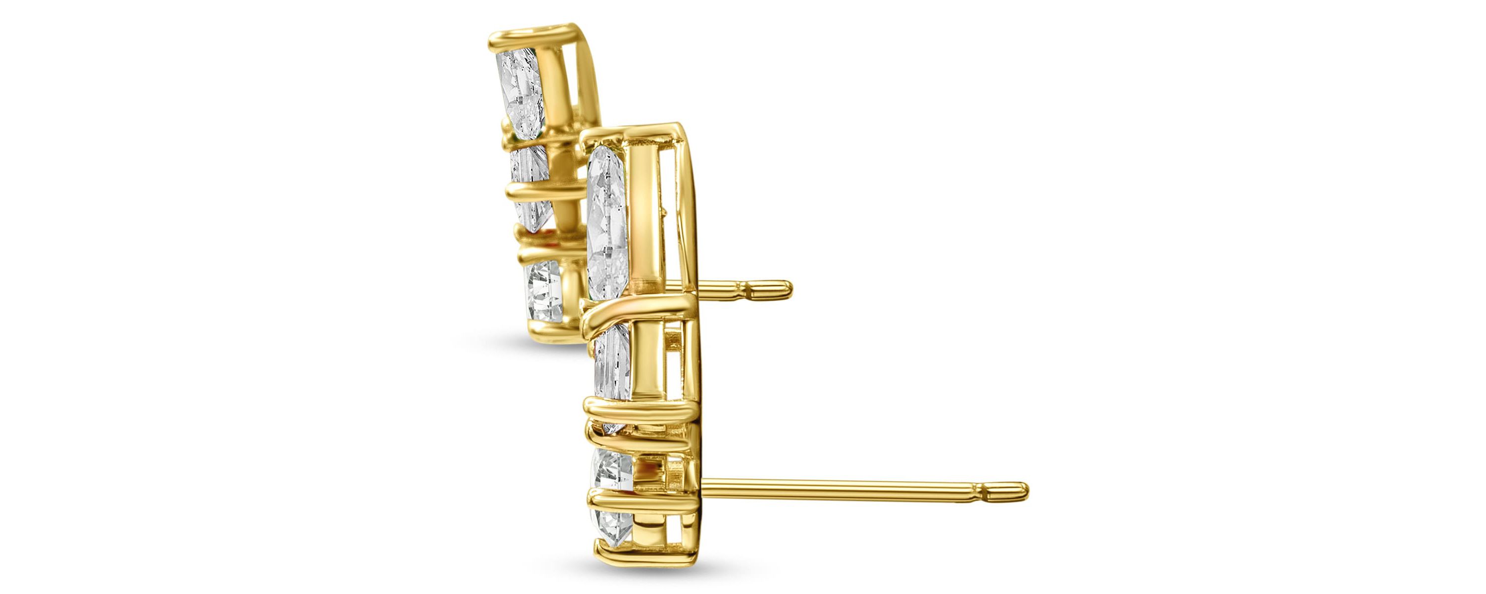 Lab Created 1 1/3 ct. t.w. Lab Grown Diamond Cluster Ear Climbers In 14 Karat Gold