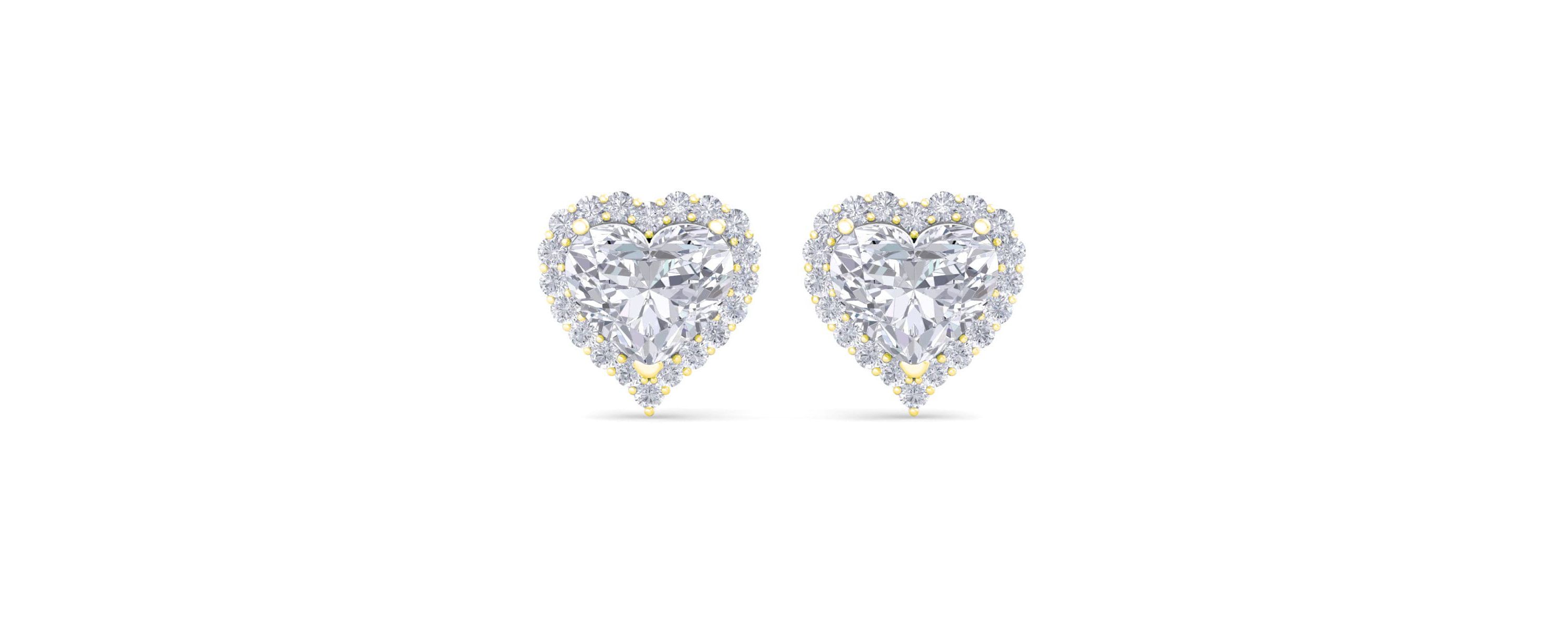 Lab Created 4 1/2 ct. t.w. Heart Shape Halo Lab Grown Diamond Stud Earrings In 14 Karat Gold