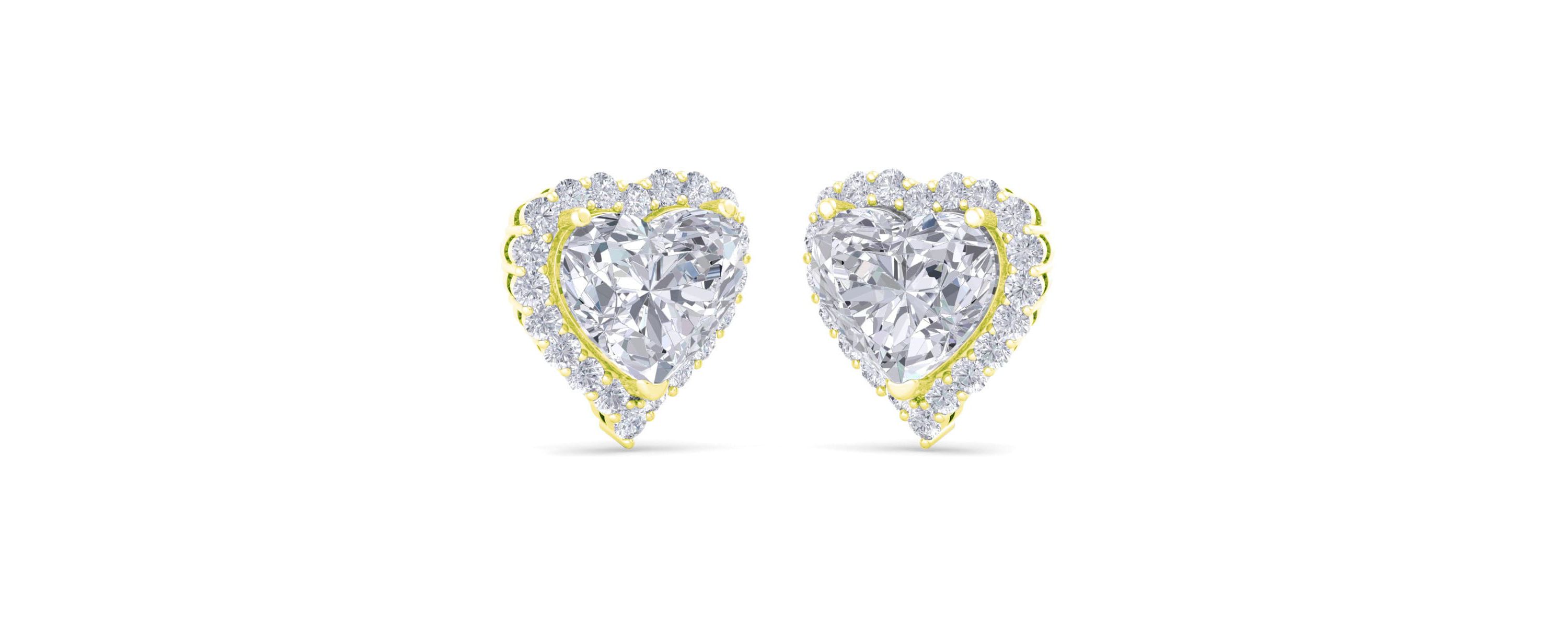 Lab Created 4 1/2 ct. t.w. Heart Shape Halo Lab Grown Diamond Stud Earrings In 14 Karat Gold