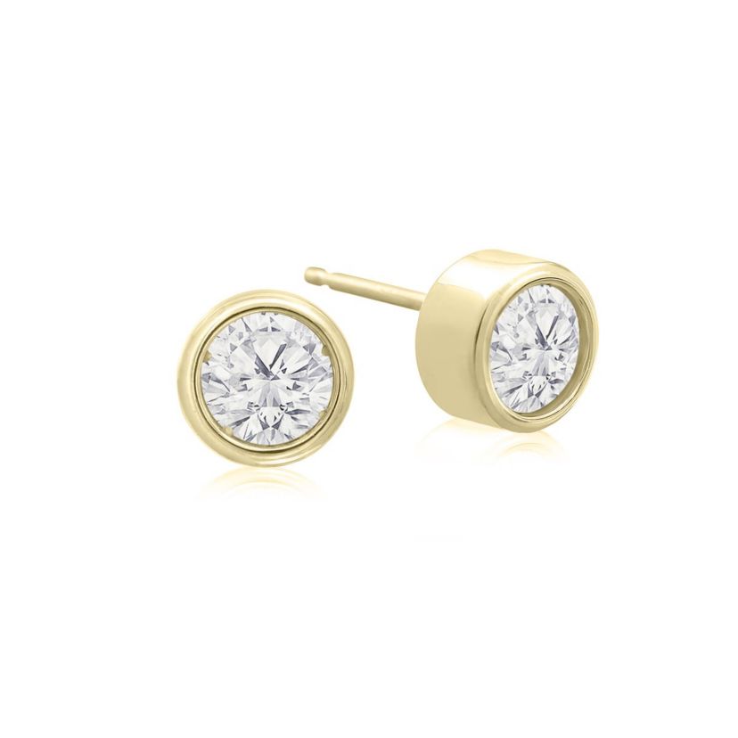 Lab Created 1/2 ct. t.w. Bezel Set Lab Grown Diamond Stud Earrings In 14 Karat Gold