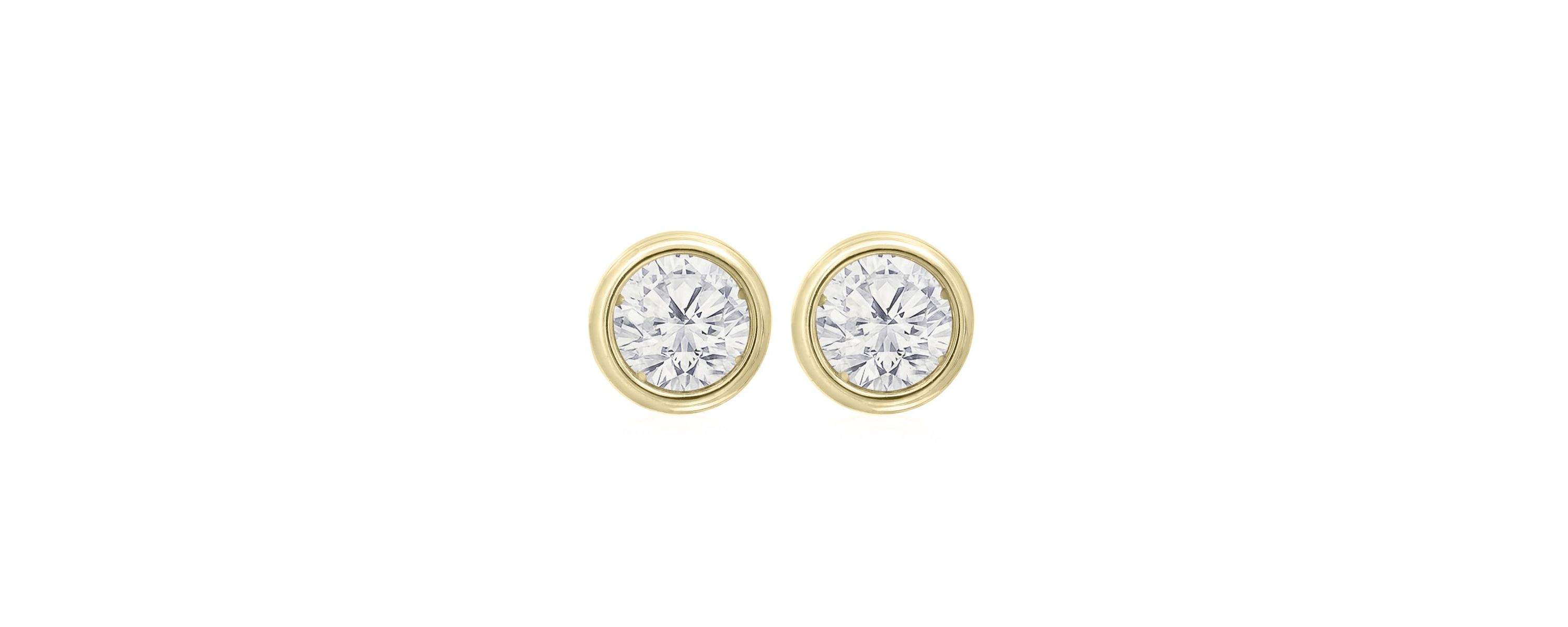 Lab Created 1/2 ct. t.w. Bezel Set Lab Grown Diamond Stud Earrings In 14 Karat Gold