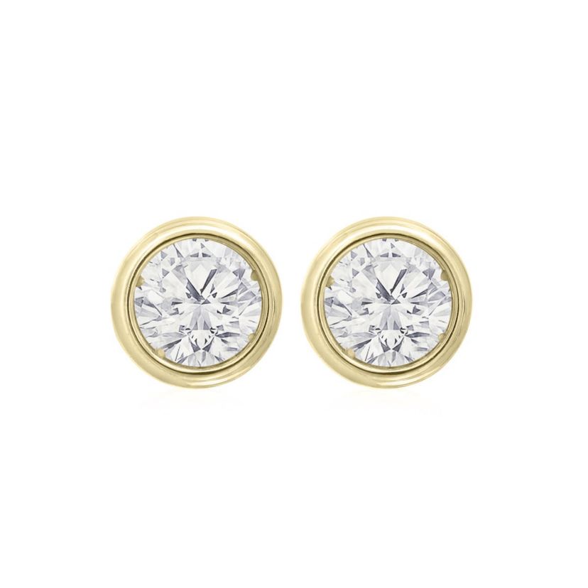 Lab Created 1/2 ct. t.w. Bezel Set Lab Grown Diamond Stud Earrings In 14 Karat Gold