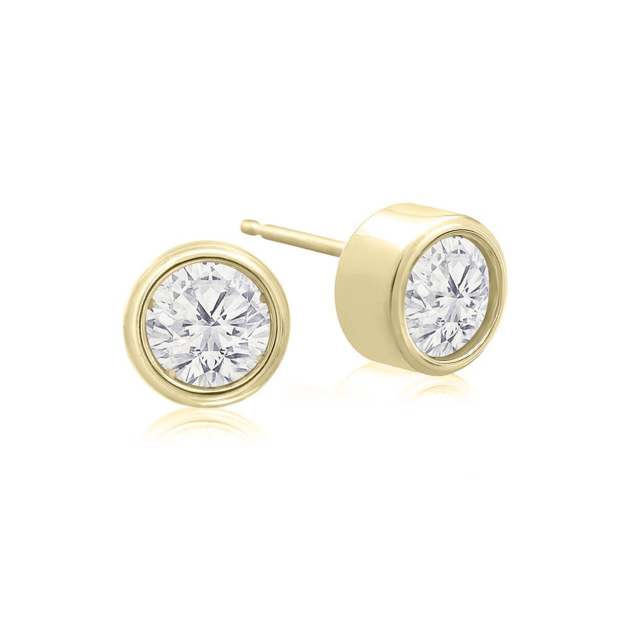 Lab Created 3/4 ct. t.w. Bezel Set Lab Grown Diamond Stud Earrings In 14 Karat Gold