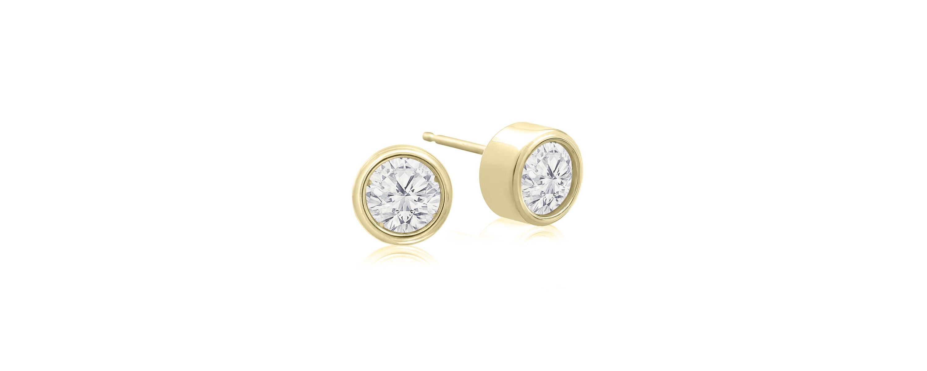 Lab Created 3/4 ct. t.w. Bezel Set Lab Grown Diamond Stud Earrings In 14 Karat Gold