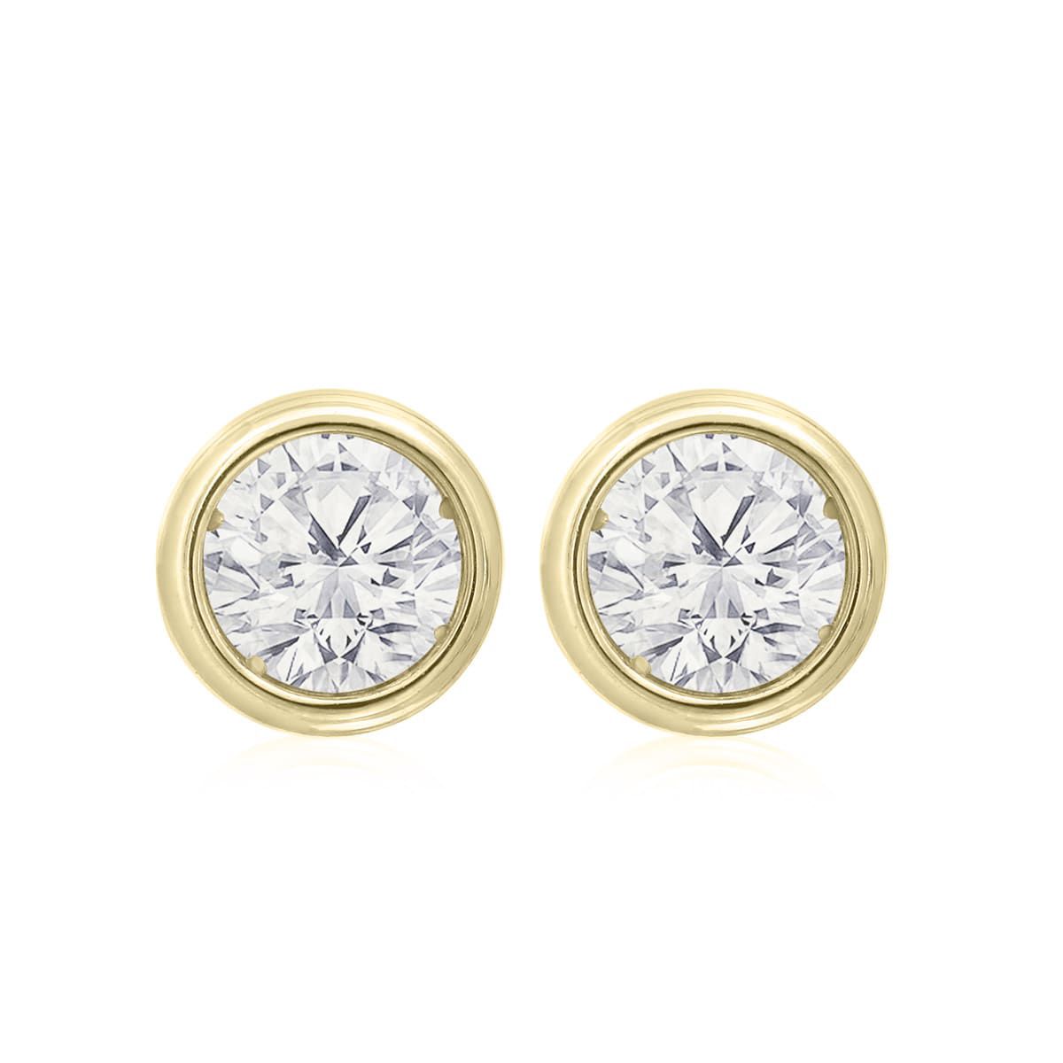 Lab Created 3/4 ct. t.w. Bezel Set Lab Grown Diamond Stud Earrings In 14 Karat Gold