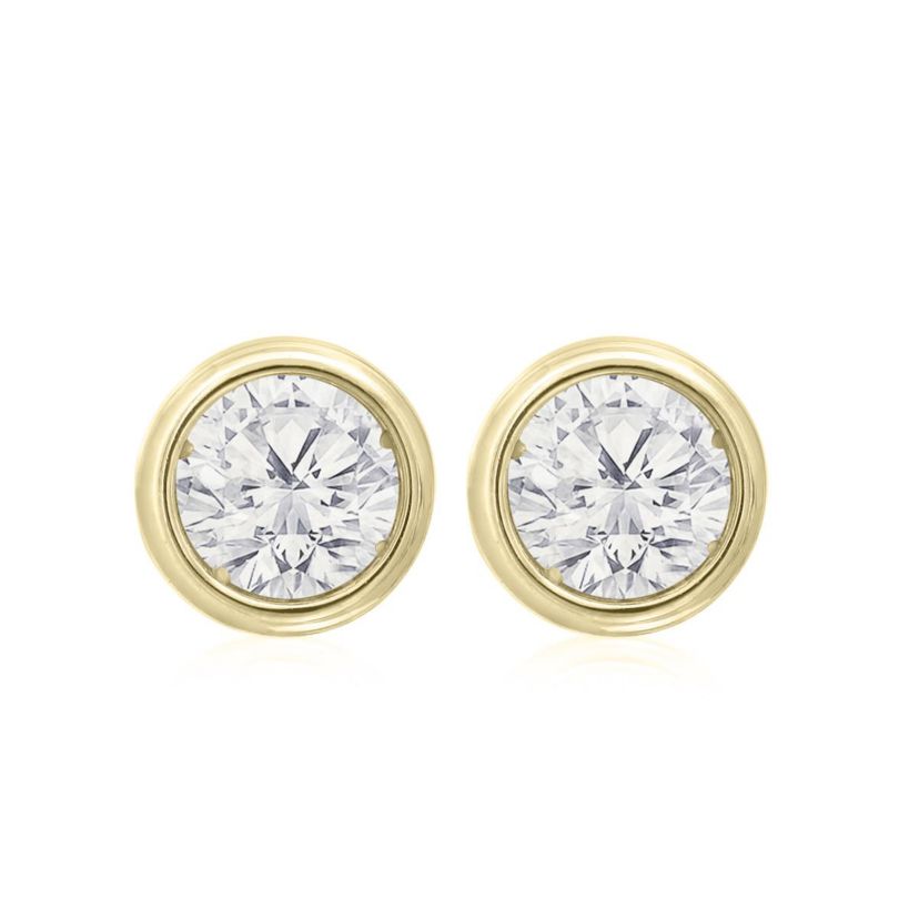 Lab Created 3/4 ct. t.w. Bezel Set Lab Grown Diamond Stud Earrings In 14 Karat Gold