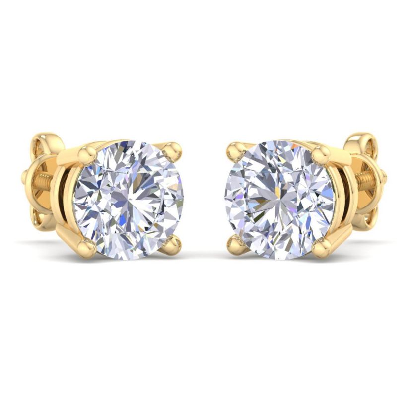 Lab Created 5 ct. t.w. Lab Grown Diamond Earrings In 14 Karat Yellow Gold, Basket Setting