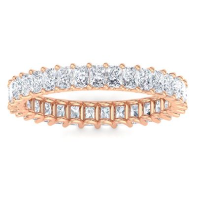 Lab Created 2.60 Carat Princess Cut Grown Diamond Eternity Ring 14 Karat White Gold, 7