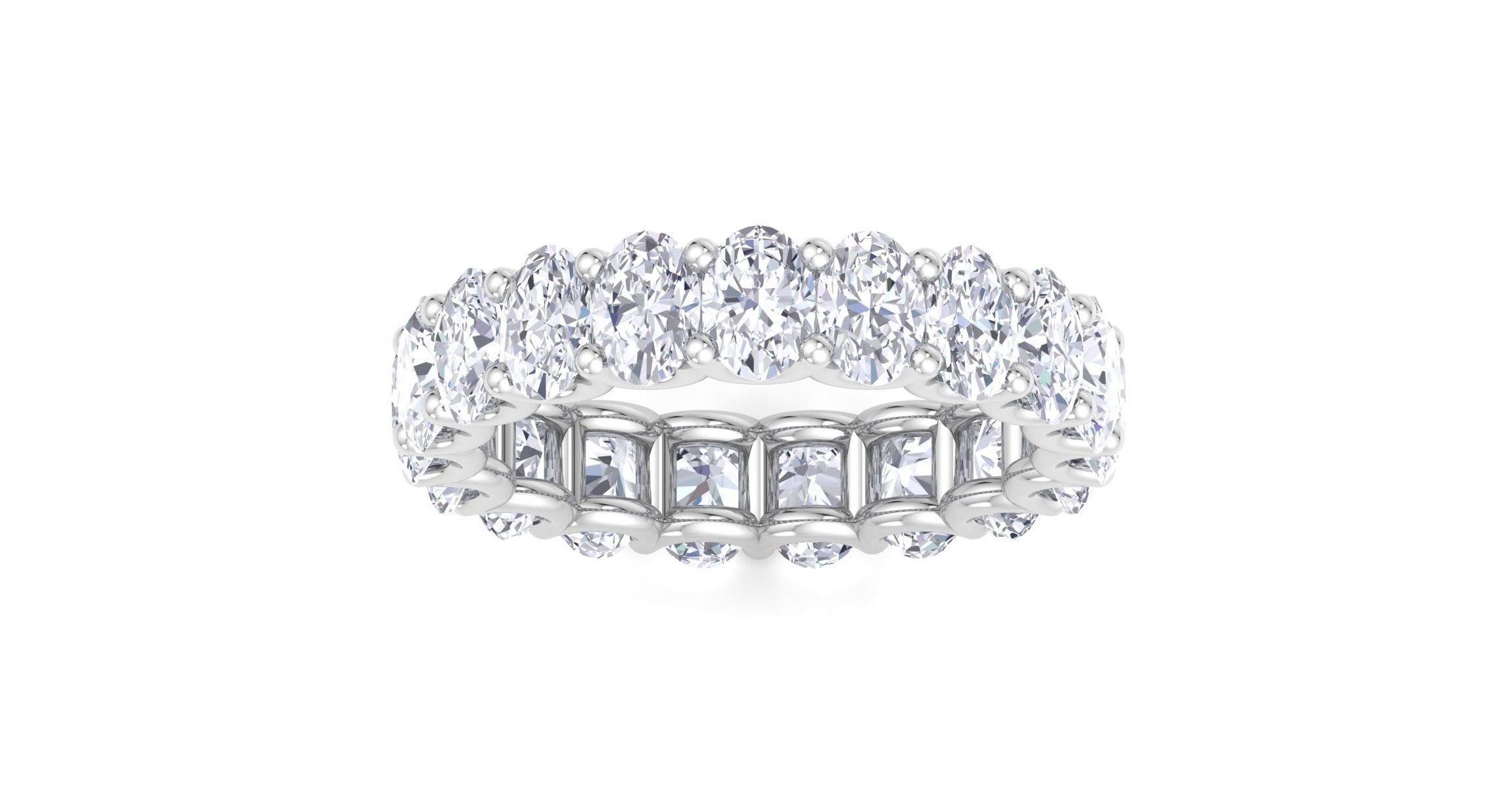 Lab Created 5 1/4 ct. t.w. Oval Shape Lab Grown Diamond Eternity Ring In 14 Karat Gold