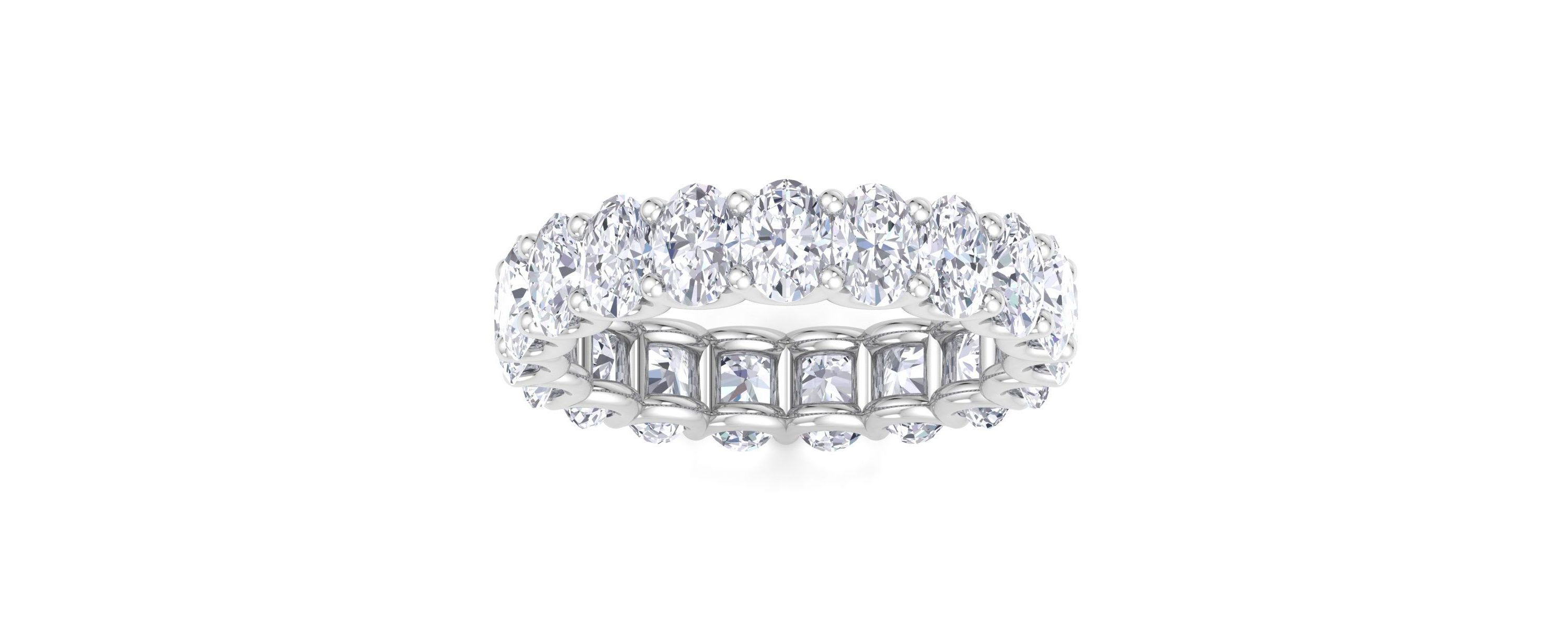 Lab Created 5 1/4 ct. t.w. Oval Shape Lab Grown Diamond Eternity Ring In 14 Karat Gold