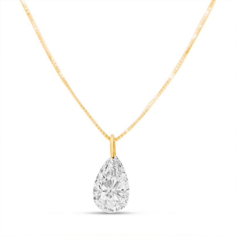 Lab Created 1 ct. t.w. Lab Grown Diamond Pear Shape Solitaire Necklace In 14K Gold