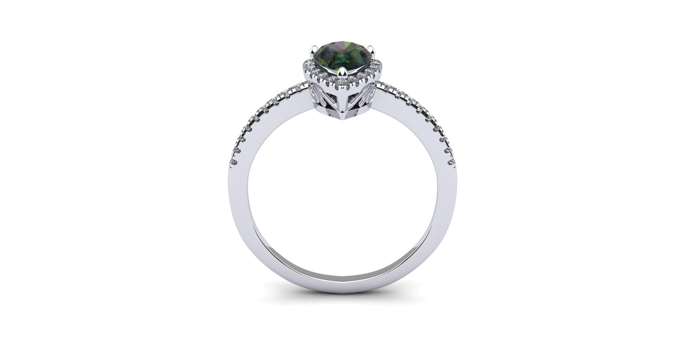 1cttw Pear Shape Mystic Topaz and Halo Diamond Ring In Sterling Silver