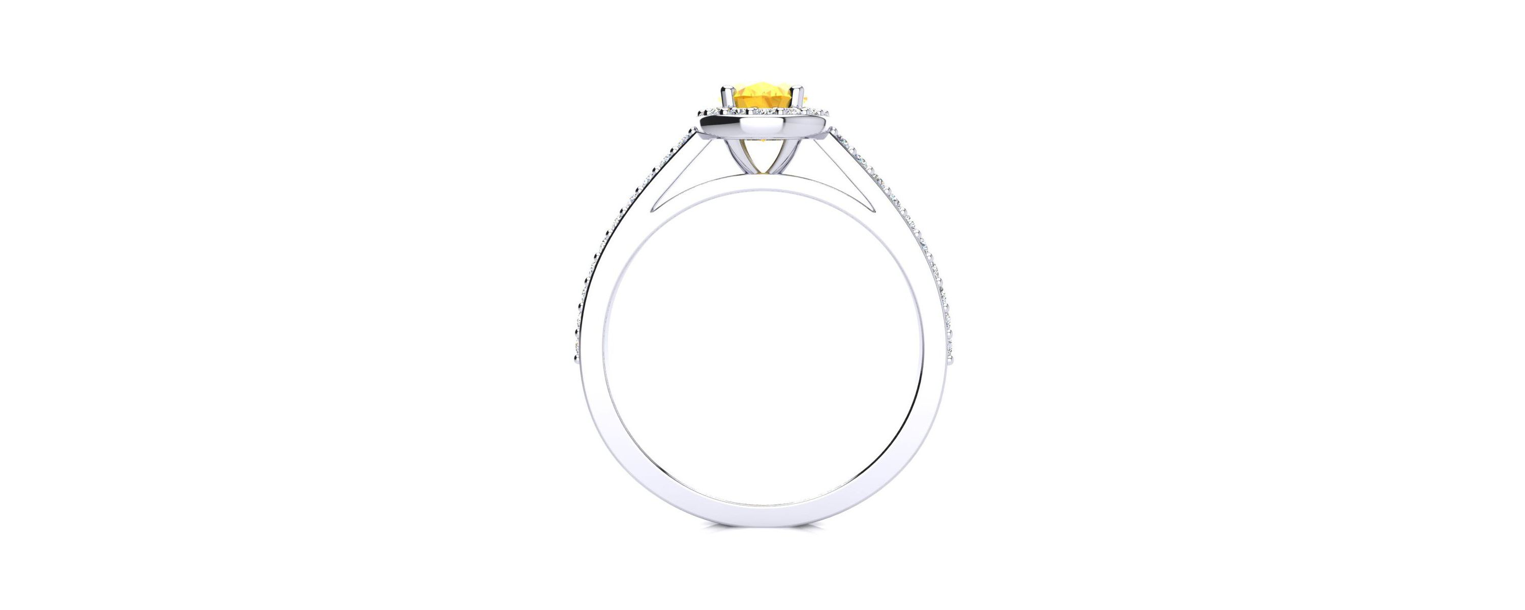 1cttw Oval Shape Citrine and Halo Diamond Ring In Sterling Silver