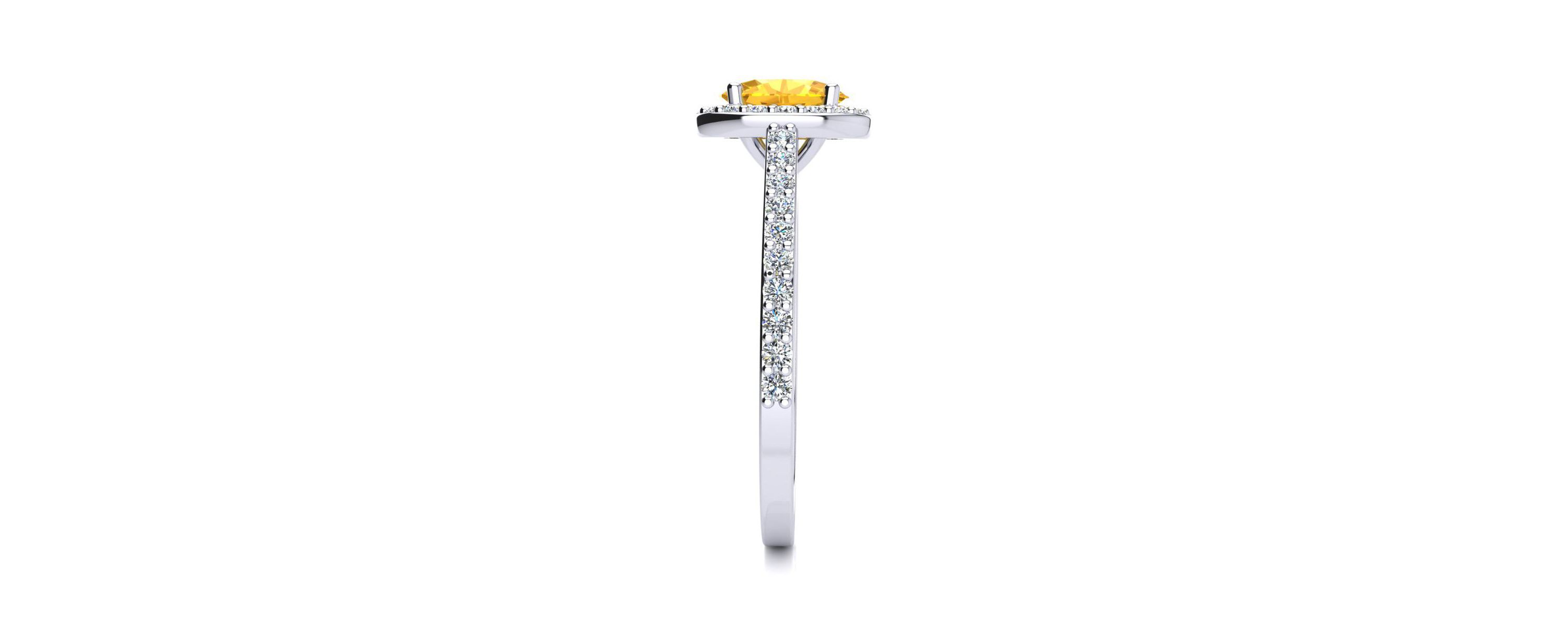 1cttw Oval Shape Citrine and Halo Diamond Ring In Sterling Silver