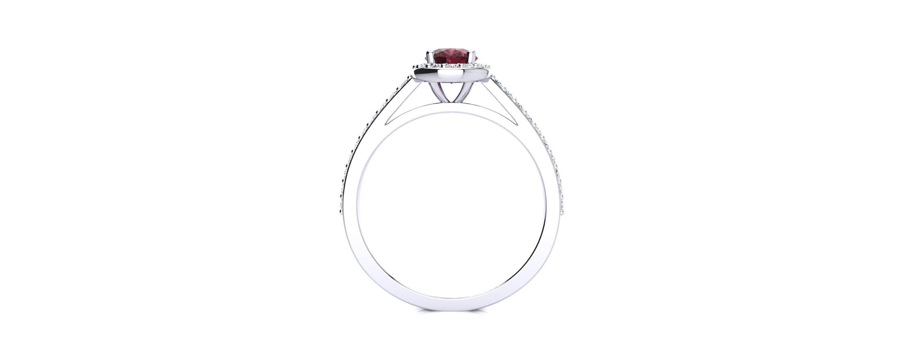 1cttw Oval Shape Garnet and Halo Diamond Ring In Sterling Silver
