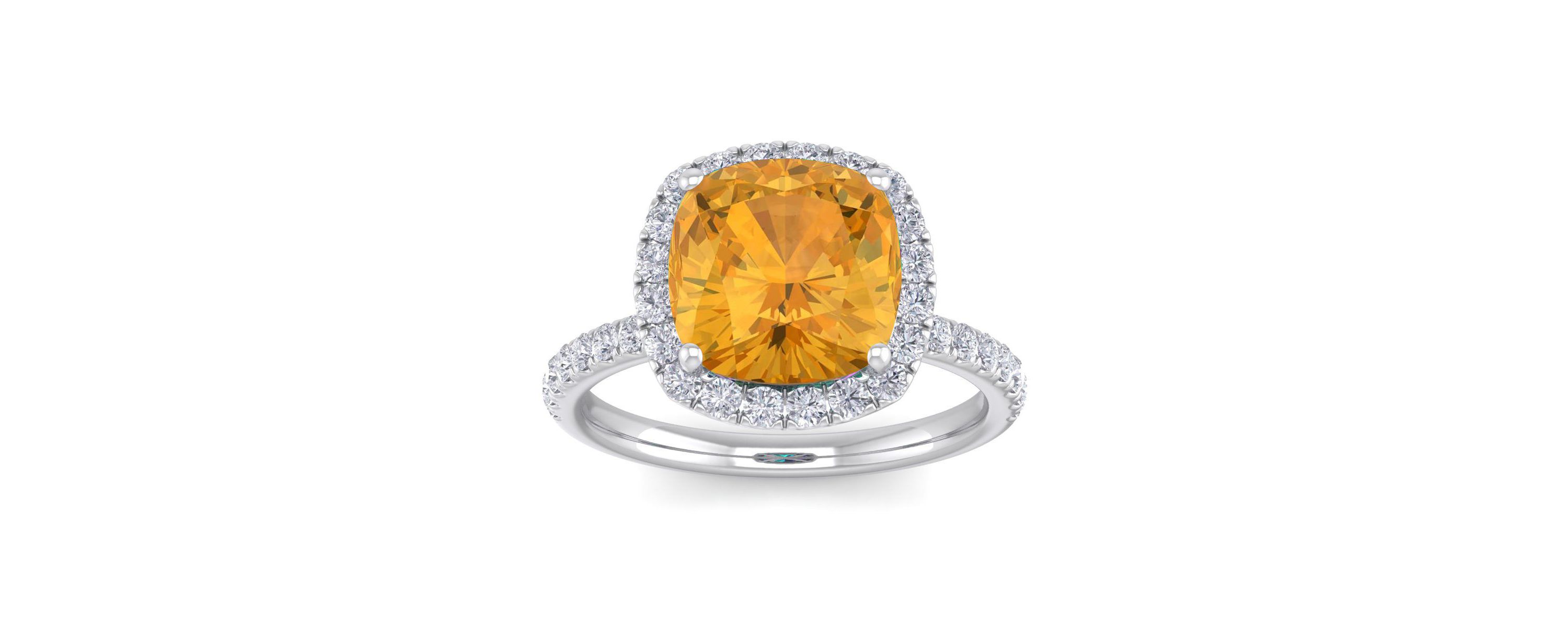 5 1/2 ct. t.w. Cushion Cut Citrine and Double Halo Diamond Ring In Sterling Silver