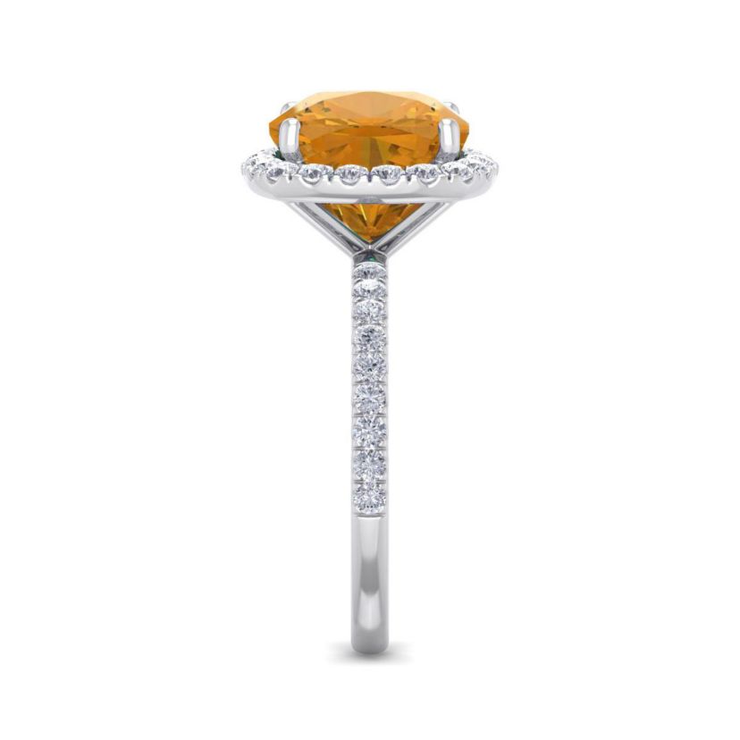 5 1/2 ct. t.w. Cushion Cut Citrine and Double Halo Diamond Ring In Sterling Silver