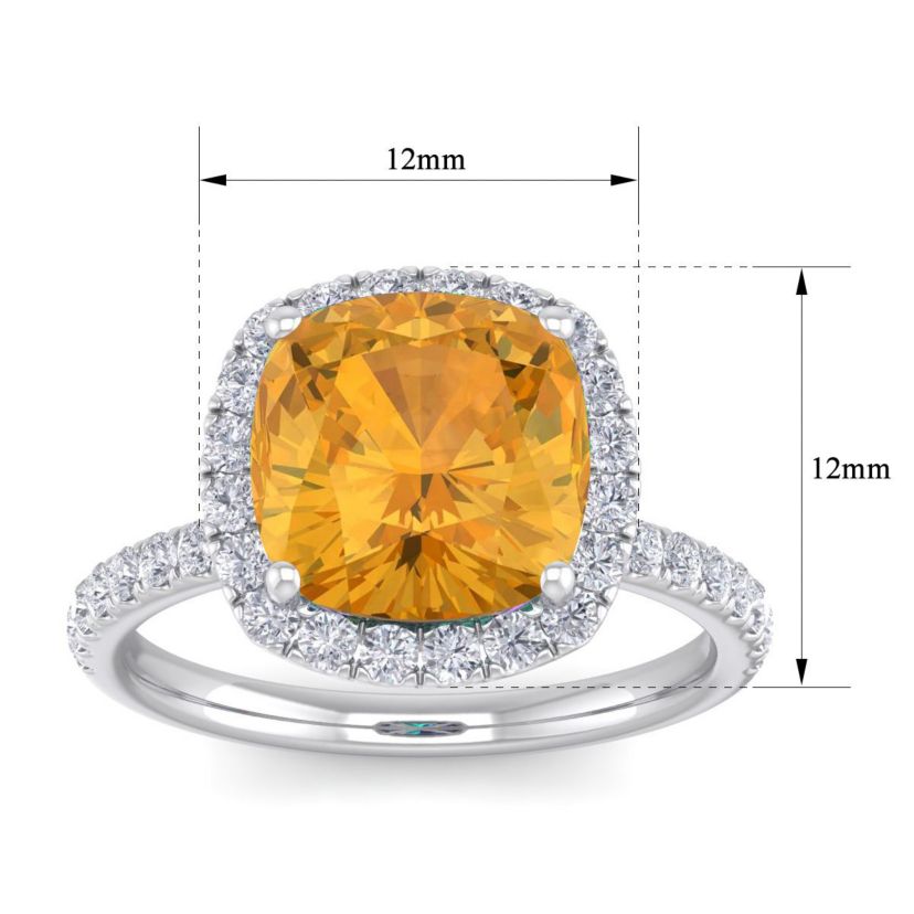 5 1/2 ct. t.w. Cushion Cut Citrine and Double Halo Diamond Ring In Sterling Silver